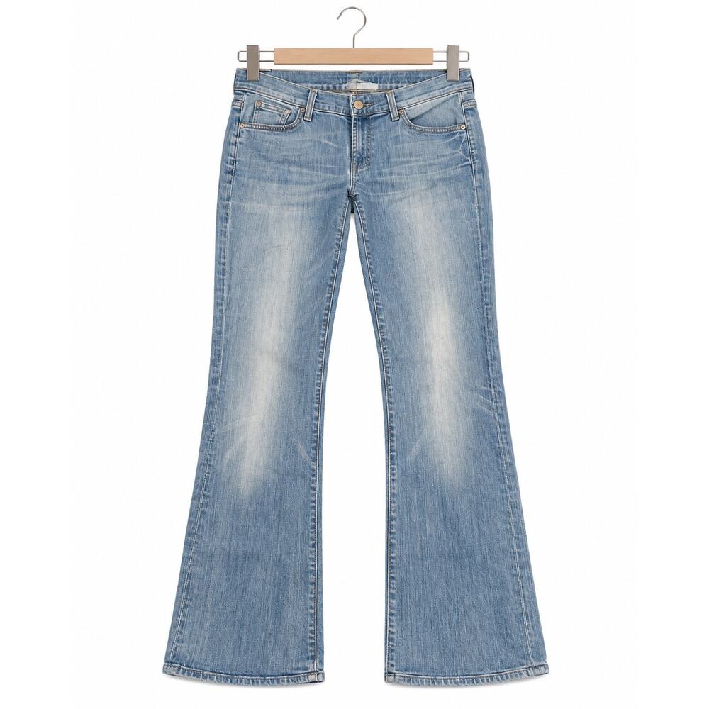 7 For All Mankind Bootcut Jean 31 Low Rise Stretch Y2K Model Off Duty Light Wash - Picture 2 of 13